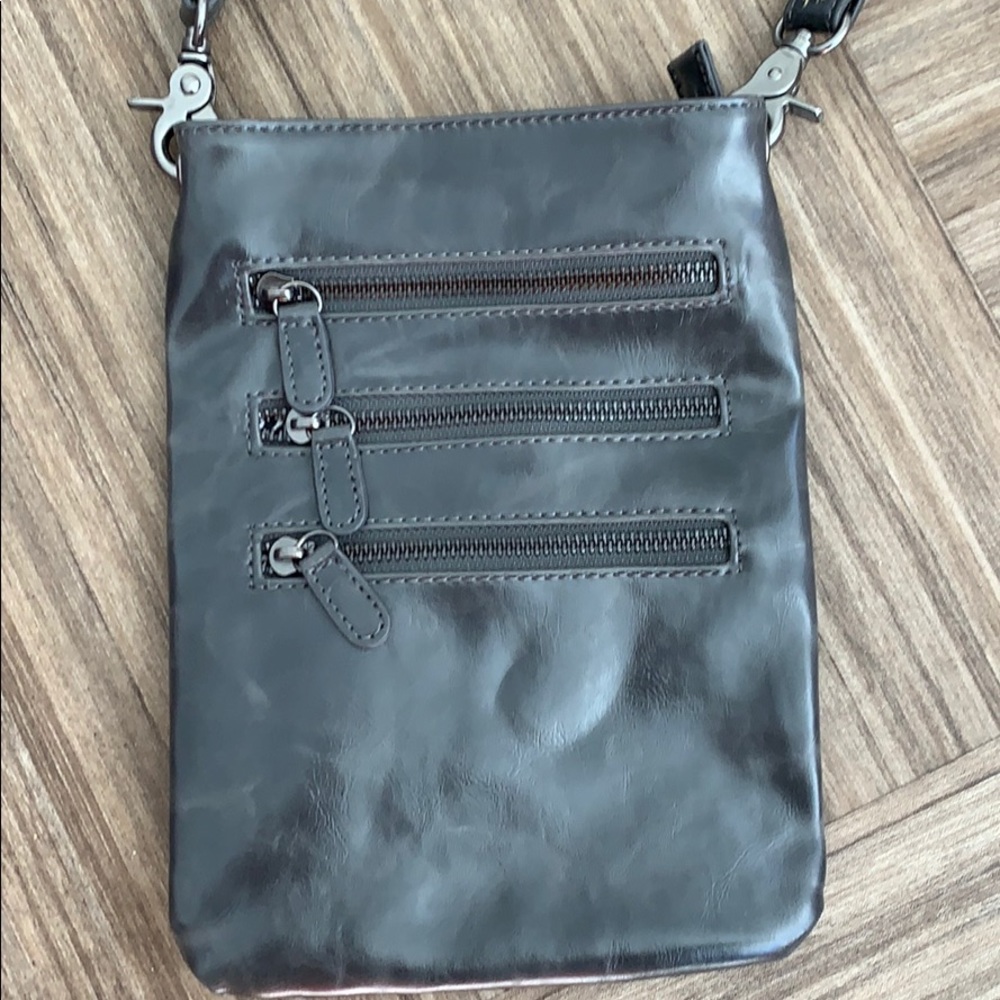 Crossbody Gray Leather Purse